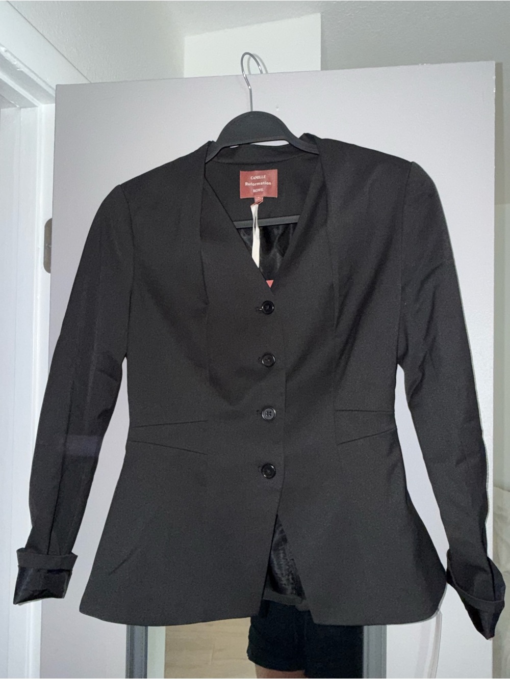Reformation Black Peplum Blazer